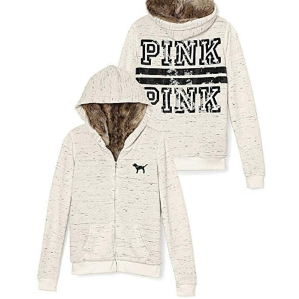 Limited Victoria's Sectet Pink fur lined Hoodie xs